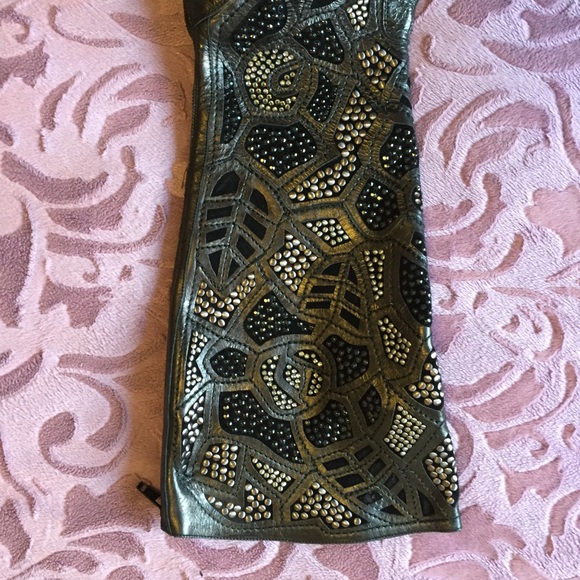 Embellished Pointed Toe Leather Boots - Picture 2 of 4